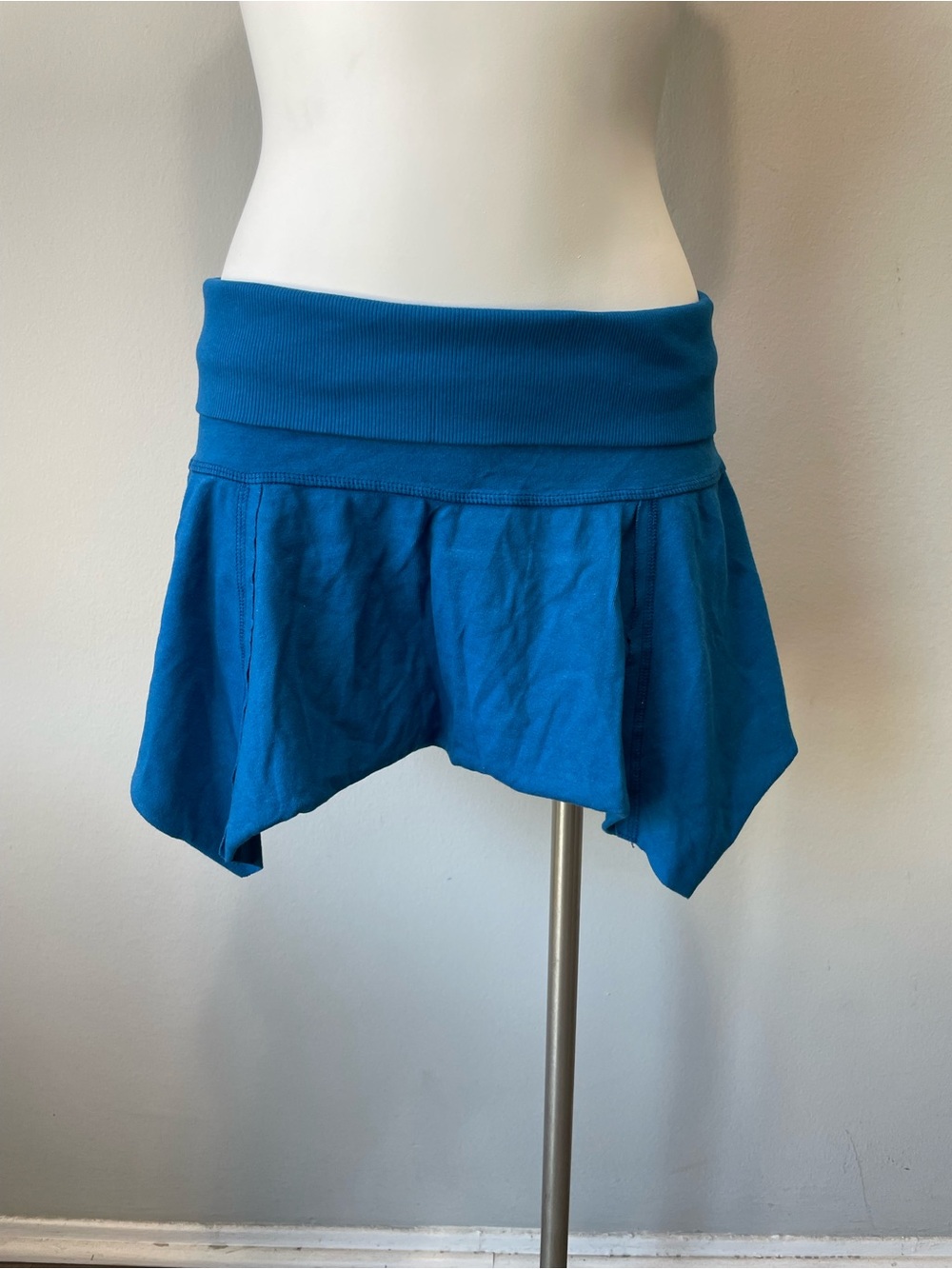 Hard Tail Teal Blue Asymmetrical Flounce Mini Skirt
